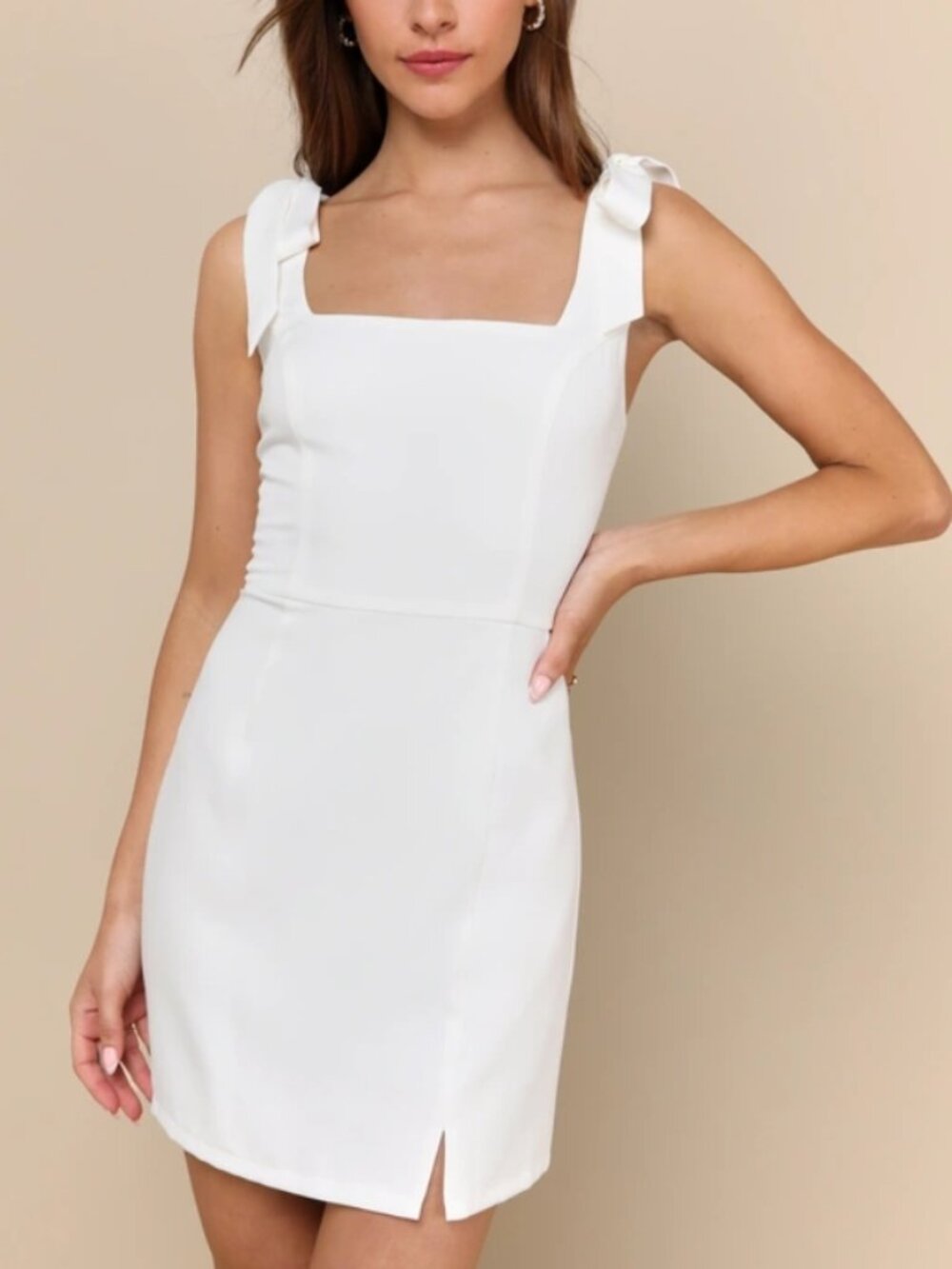 Lulu's Your Sweetie White Tie-Strap Mini Dress XS